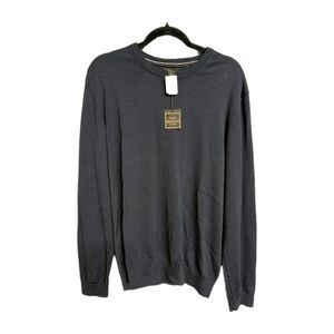 NWT Jos A Bank Sweater Mens XXL Grey Pullover Crew Neck Merino Wool Italian Yarn